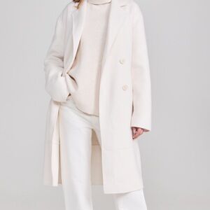 Splendid x Cella Jane Cream Double-Breasted Wool Coat